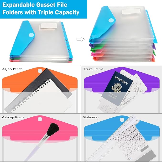 10 Pack Binder Folders with Pockets 11 Holes Expandable Dividers - Image 4