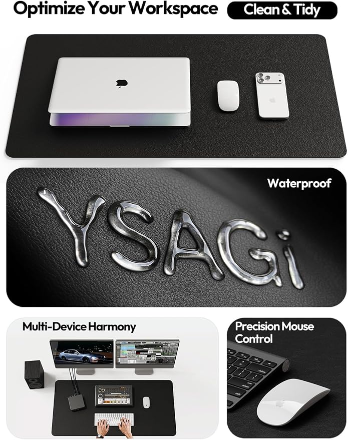 YSAGi Leather Desk Pad Protector, Office Desk Mat, Large Mouse Pad, Non-Slip PU - Image 9