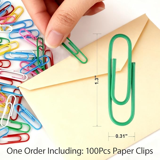 Paper Clips 100 Pcs 1.3 Inch Medium Colorful Paperclips - Image 2