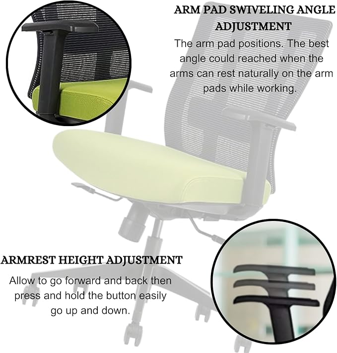 Ergonomic Office Chair - Breathable MESH - Back Adjustable Lumbar Support with 3-D ARMRESTS TILT Function and 360-DEGREE Swivel Wheels Comfortable Wide SEAT - Home Office Chair (Green) Pack of 2-DeskLoop Office