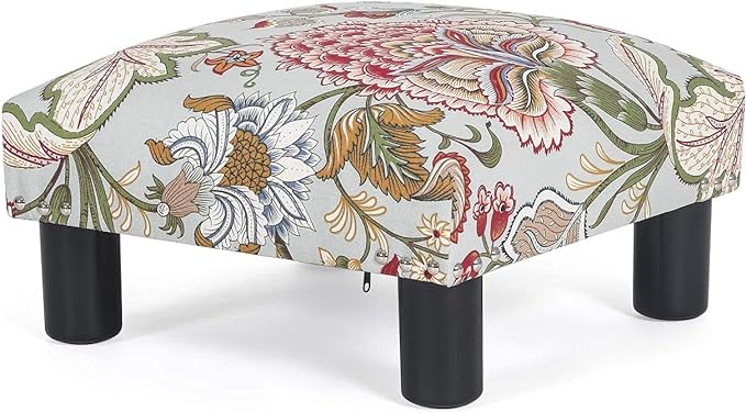 Joveco Small Foot Rest Stool Ottoman, 15" Fabric Square Footstool Upholstered Footrest for Chair, Under Desk, Office, Living Room, Boho Floral-DeskLoop Office
