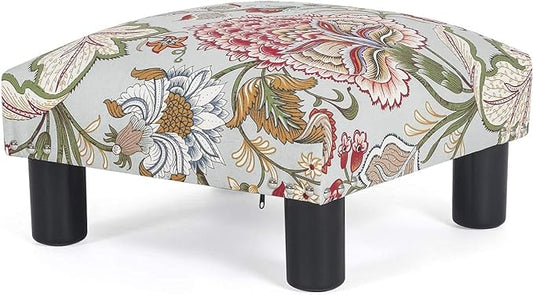 Joveco Small Foot Rest Stool Ottoman, 15" Fabric Square Footstool Upholstered Footrest for Chair, Under Desk, Office, Living Room, Boho Floral-DeskLoop Office