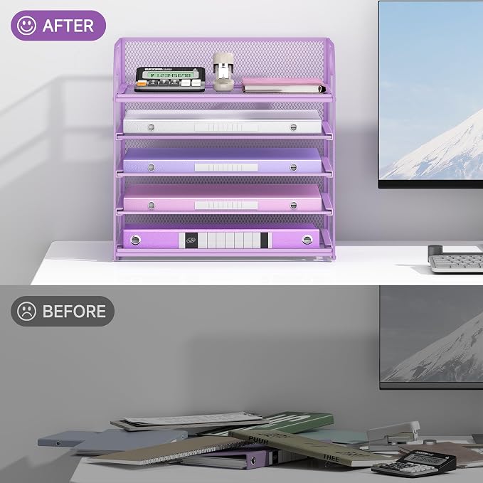 Lavatino Desk Letter Tray Paper Organizer, 5-Tier - Image 4