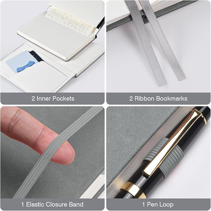 Blank Journal Notebook, 3 Pack A5 Sketch Book, Hardcvoer Sketchbook for Drawing with 100GSM Thick Paper, Leather Journal for Writing, Unlined Journal for Women, Men, School, 160 Pages, 5.7" x 8.4"-DeskLoop Office