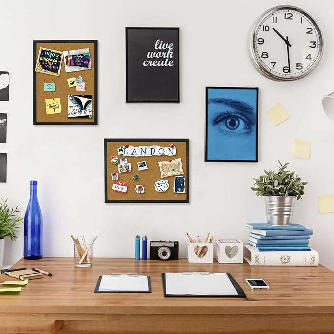 OWLKELA 14.6 X 11 Inch Cork Board Bulletin Board, Wall-Mounted Presentation - Image 5