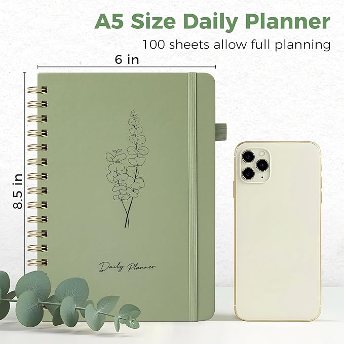 Oucaru Undated Daily Planner, A5 Spiral Notebook - Image 2