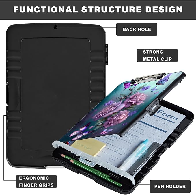 Clipboard with Storage, Heavy Duty Plastic Storage Clipboard with Low Profile - Image 6