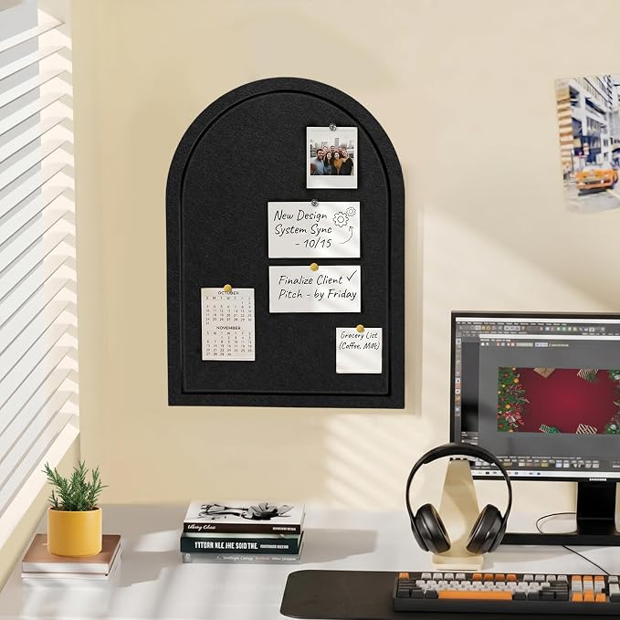 VABAMNA Arched Felt Bulletin Board 24" x 18", Grooved Edge Foldable - Image 6