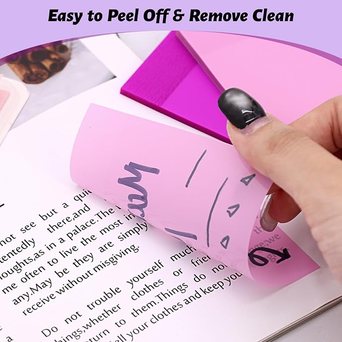 ‎SYMDROMIA Transparent Sticky Notes, 800 Sheets Lavender Purple - Image 6
