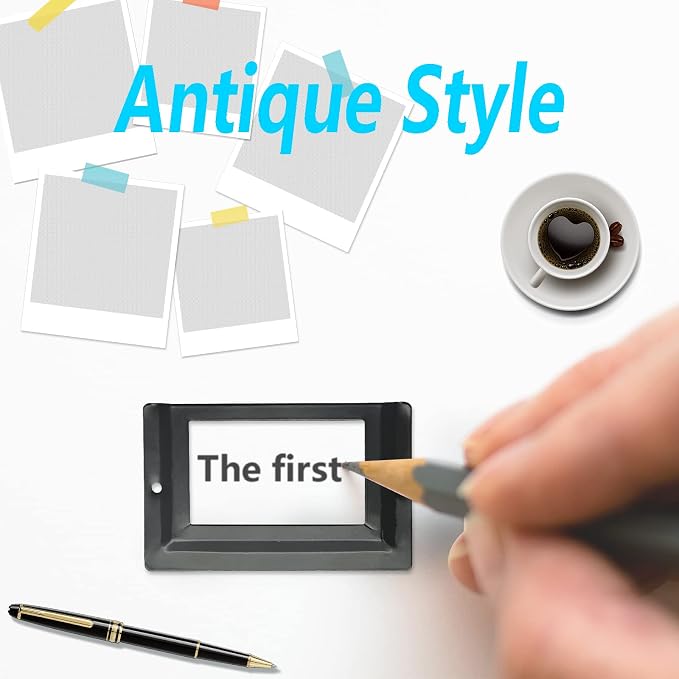 Piutouyar 24Pcs Tag Label Holder Antique Label Holder 80mm x 50mm Metal Name - Image 3