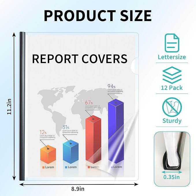 Binditek 12 Pack Clear Report Covers - Image 2