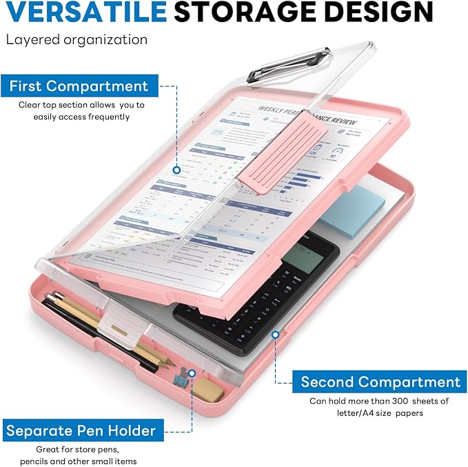 Clipboard with Storage and Pen Holder, Heavy Duty with Dual Compartment - Image 3