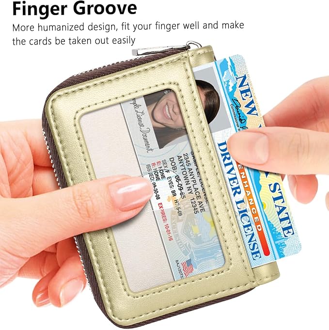 FurArt Zipper Wallet Women, RFID Blocking Credit Card Wallet, Business Card - Image 2