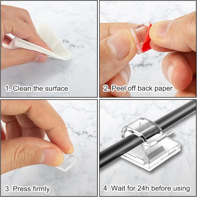 65Pcs Cable Clips, Adhesive Cable Organizer Cord Holder Wire Clip Wire - Image 5