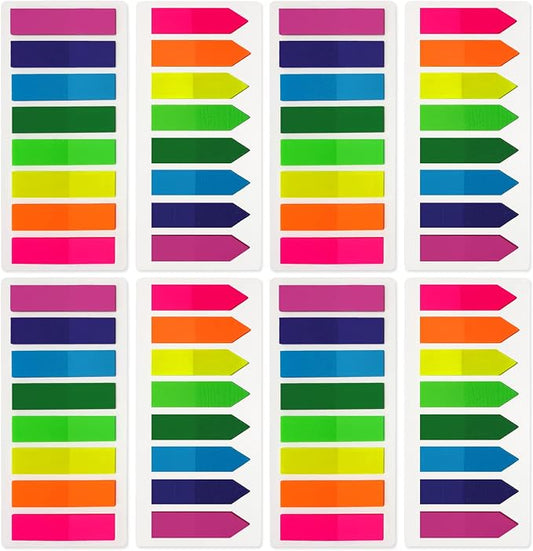 KICNIC Page Markers Colored Sticky Tabs 1600 Pcs, Translucent Arrow Flags by KICNIC