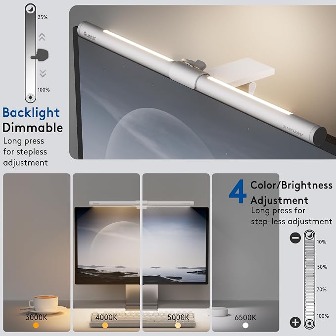 Quntis Monitor Light Bar with Remote, Eye-Care No Glare, Space Saving Home - Image 4