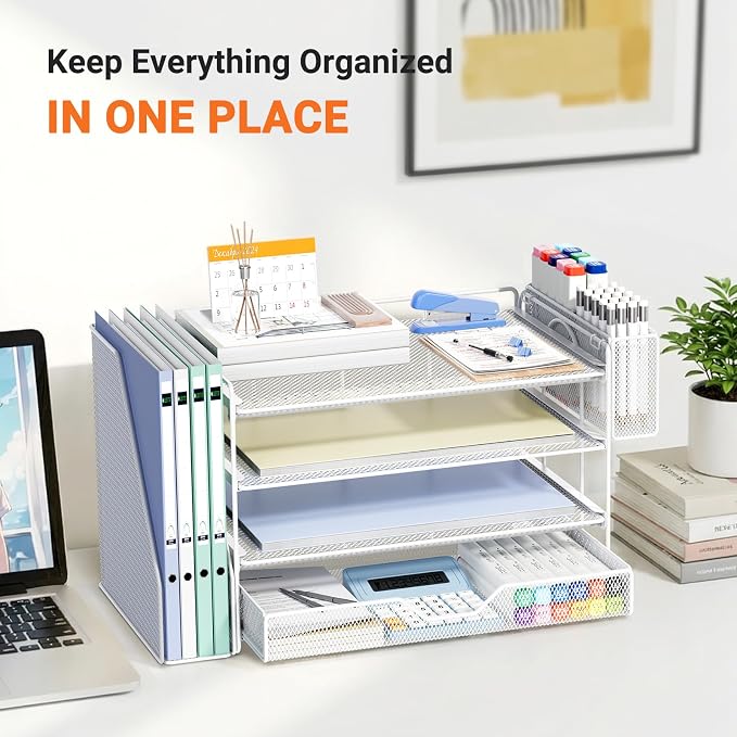 OPNICE 4-Tier Desk Organizer and Accessories, Desktop File Organizer - Image 7