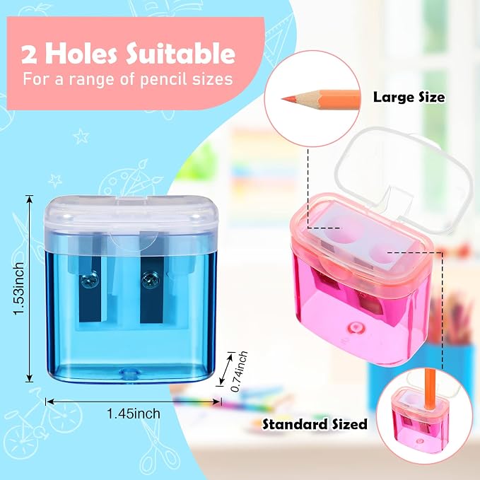 Teling 216 Pcs Manual Pencil Sharpeners Bulk Handheld Dual Holes Pencil - Image 2