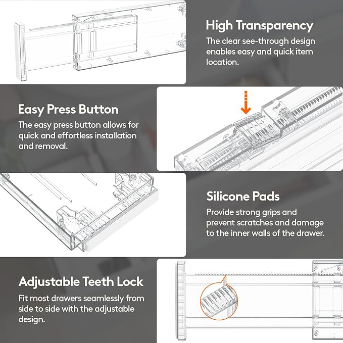 Lifewit 12 Pack 4" High Drawer Dividers 28-43.5cm/11-17" Adjustable Drawer - Image 5