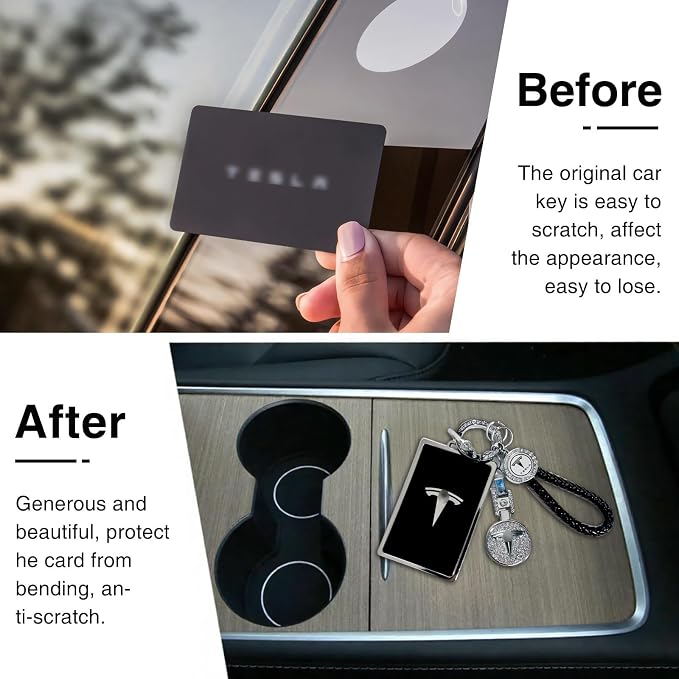for Tesla Key Card Holder Bling Key Chain Card Key Holder - Image 3