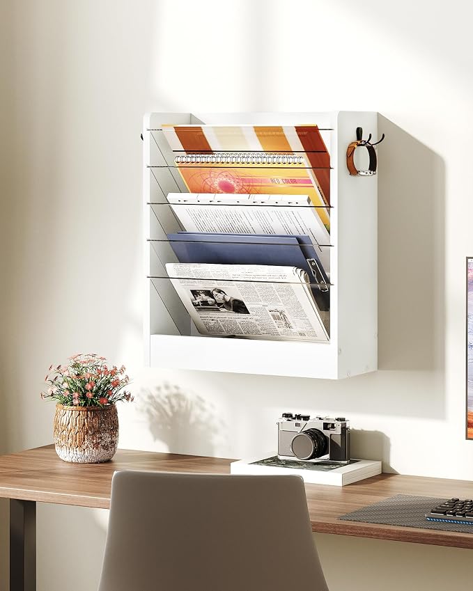 CHOEZON Wall File Holder, 6-Tier File Organizer, Office Supplies Storage Rack - Image 3