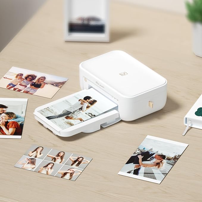 HPRT Photo Printer 4x6 with 108 Sheet Photo Paper& 2 Ribbon, Instant Picture Printer for iPhone, Smartphone, Thermal Dye Sublimation, WI-Fi Connnecting, Home Use, White-DeskLoop Office