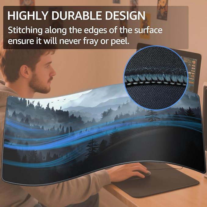 KTRIO Large Gaming Mouse Pad, Desk Mat, 31.5 x 15.7 in, Cloud Forest, XXL | - Image 3