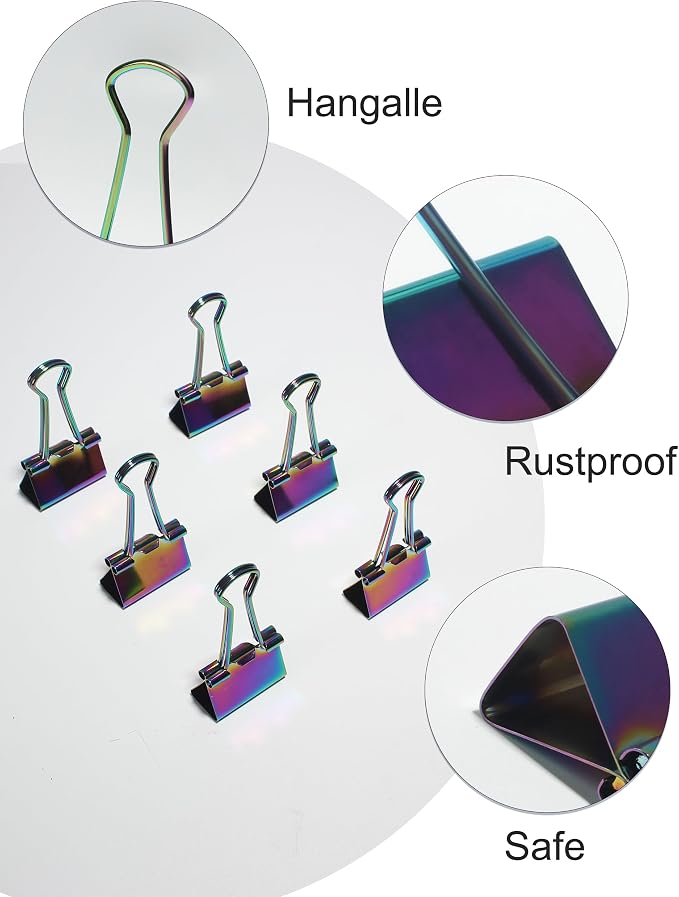 10 Pcs Rainbow Paper Clamps, Medium Binder Clips, 0.75 Inch Length - Image 5