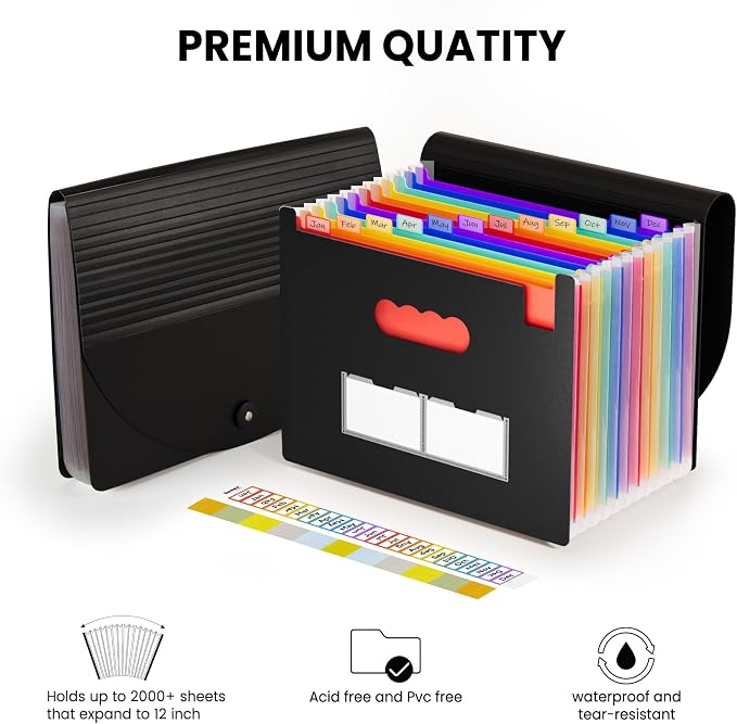 Sooez Accordion File Organizer, 13 Pockets Expanding File Folder, Portable - Image 7