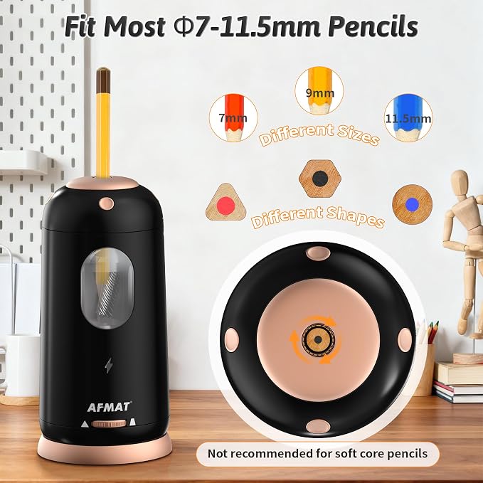 AFMAT Electric Pencil Sharpener, Auto in & Out, Fully Automatic Pencil Sharpener - Image 3
