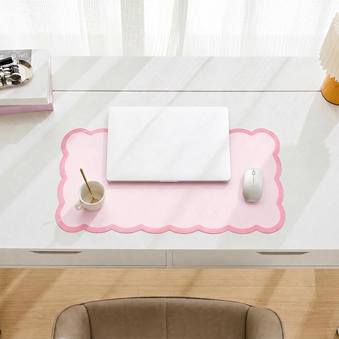 Scalloped Desk Mat, 23.6" x 11.8" Cute Small Aesthetic Desk Accessories - Image 3