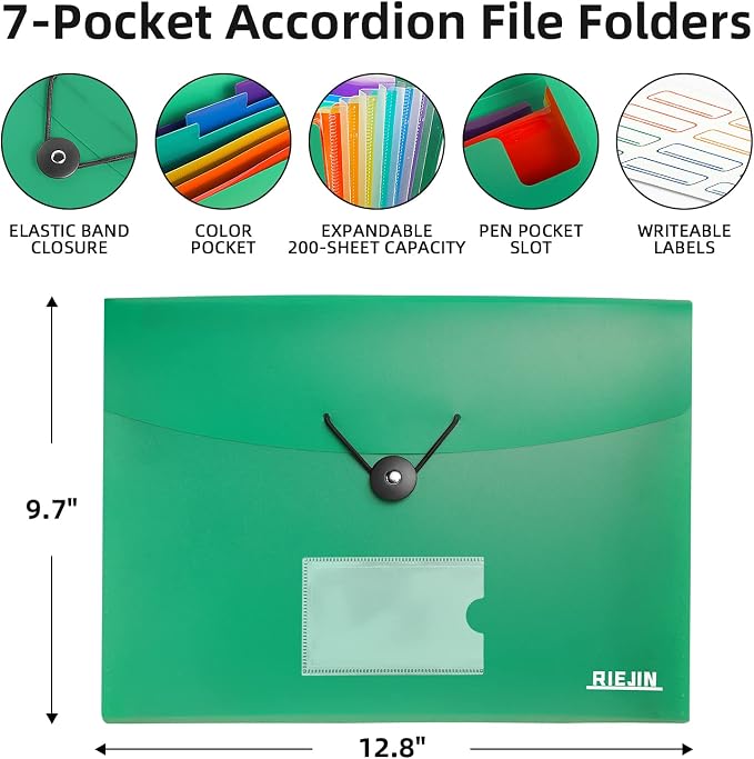 Accordian File Organizer 7 Pocket Expanding File Folder - Image 3