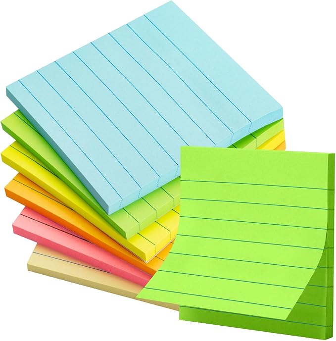 Mr. Pen- Lined Sticky Notes, 6 Pads, 45 Sheets/Pad, Pastel Color | Sticky Notes by MrPen