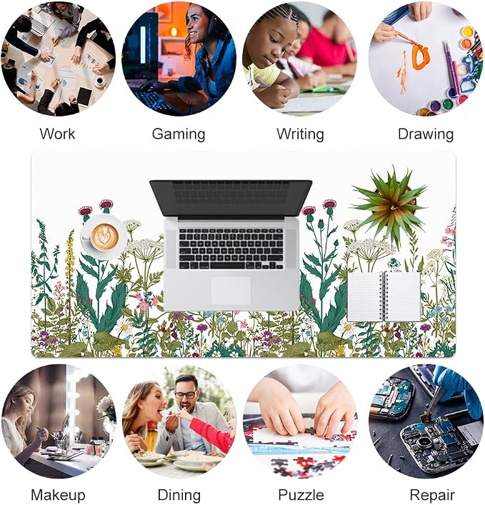 QIYI Large Mouse Pad, Floral Desk Mat - Image 8