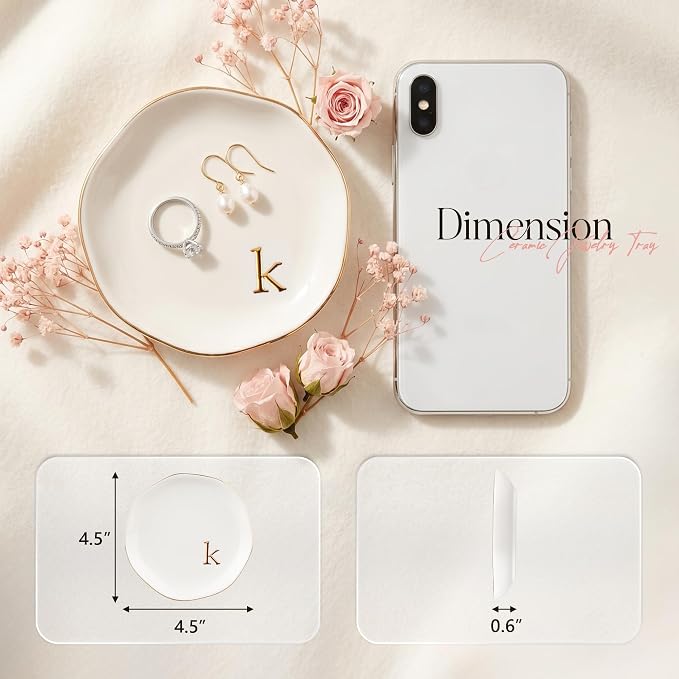 Ceramic Jewelry Tray, Personalized Initial Jewelry Dish - Image 2
