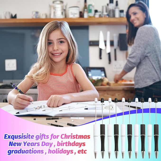 150 Pieces DIY Beadable Pen Kit – 50 Plastic Ballpoint Pens - Image 5