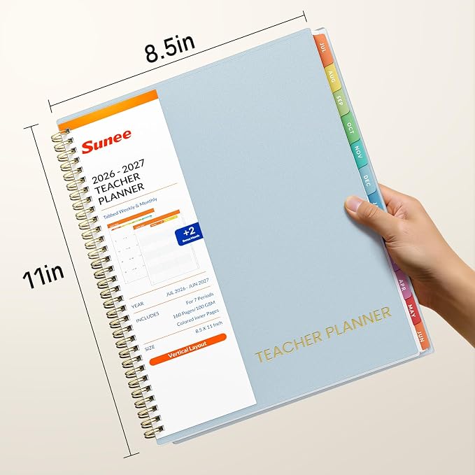 SUNEE Teacher Planner 2026-2027 Academic Year, 7 Periods Lesson Plan Book Jul - Image 8