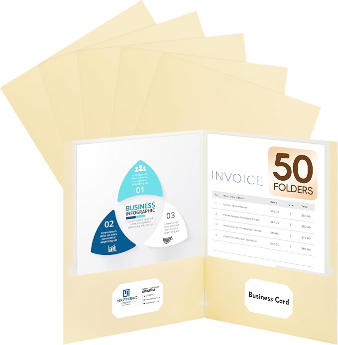 50 Packs Two Pocket Folders, Two Pocket File Folders by Unknown