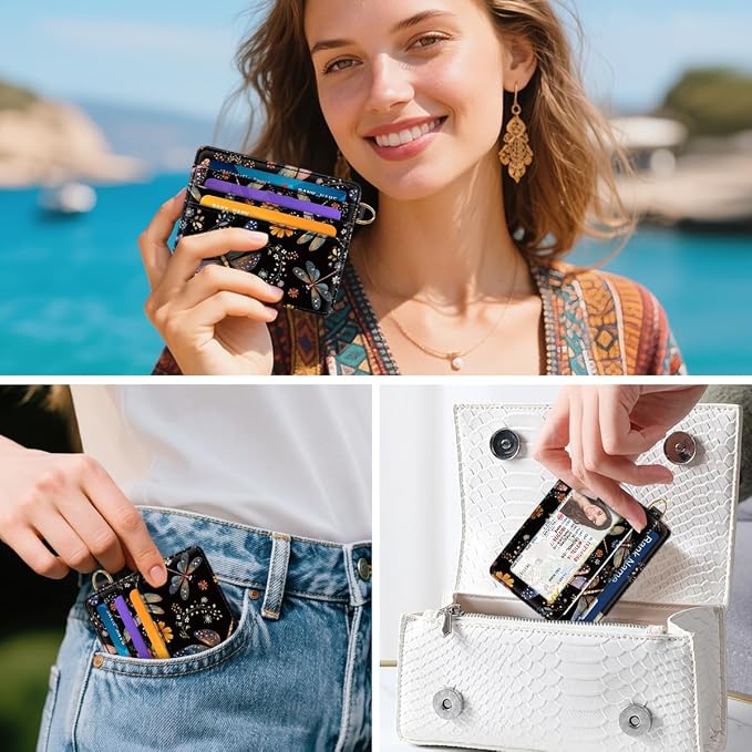 Slim Credit Card Holder Wallet RFID Blocking Minimalist Wallets Lightweight - Image 3