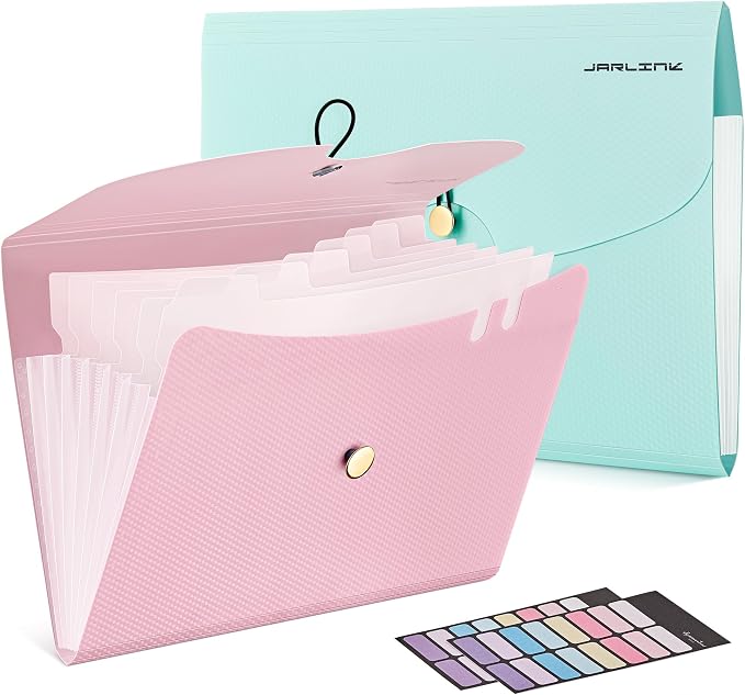 JARLINK 7 Pockets Expanding File Folder, A4 Accordion File Folders by JARLINK