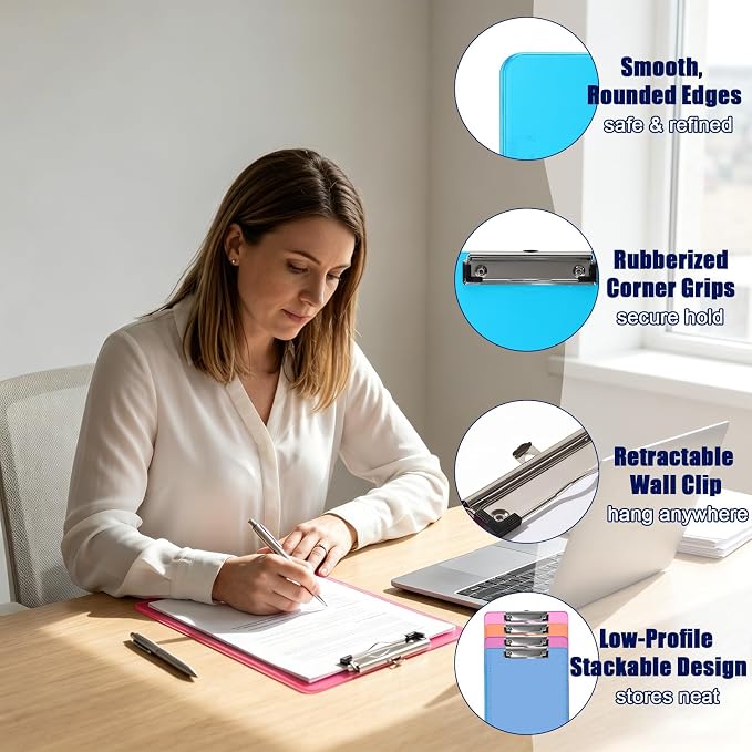 Plastic Clip Boards 8.5x11, 20 Pack Colored Clipboards Bulk - Image 2