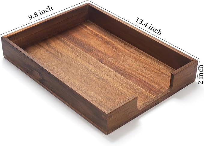 Wood Letter Tray, Acacia Wood Desk Tray, Wooden Desk Organizer, A4 Paper - Image 6