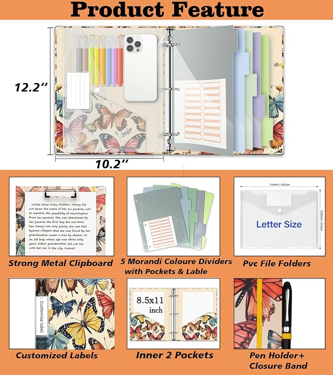 3 Ring Binder 1 Inch, BVSSX Three Ring Binders Organizer - Image 3