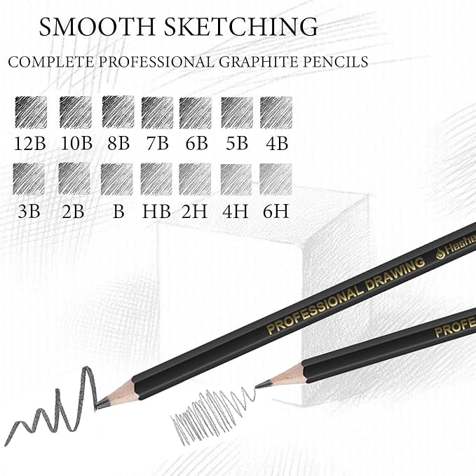Heshengping Drawing Sketch Pencil Set 14pcs Sketching Pencils 12B 10B 8B 7B 6B - Image 6