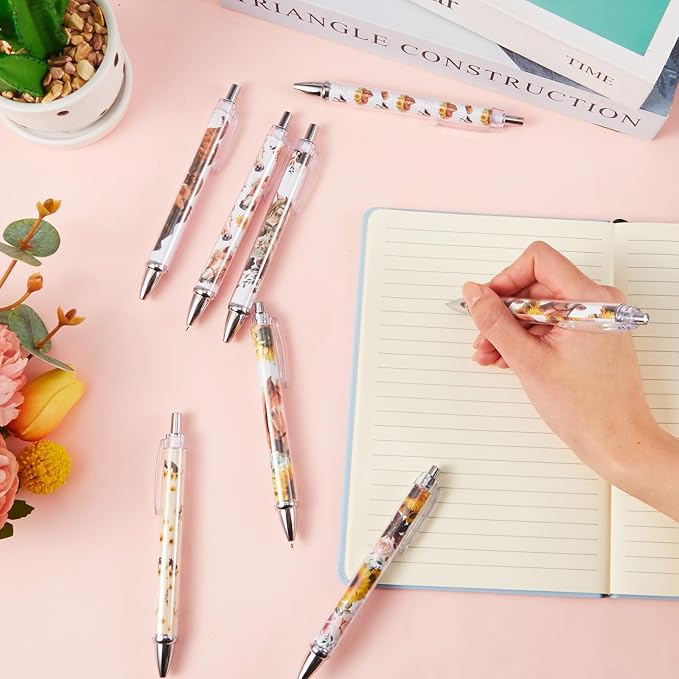 Ireer 8 Pcs Ballpoint Pens for Women 1.00 mm Cute Black Ink Fancy Pens Fine - Image 3
