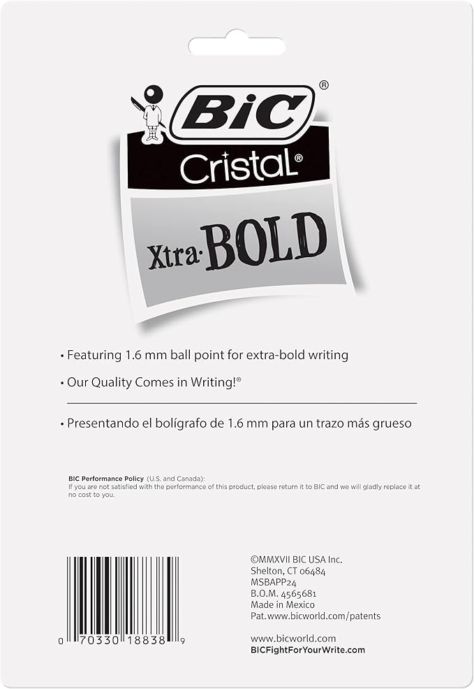 BIC Cristal Xtra Bold Ballpoint Pens, Bold Point - Image 2