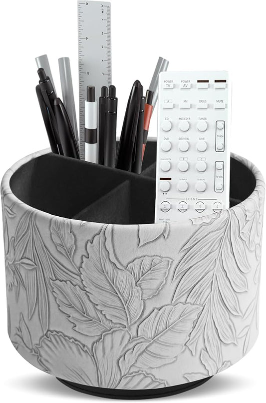 Hennaja Round Leather Art Supply Organizer, Remote Control Holder, 360 Degree by Hennaja