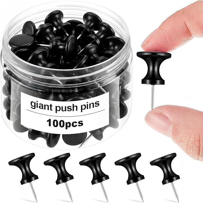 Outus 100 Pcs Giant Push Pins Large Thumb Tacks Plastic Heads 1 Inch Jumbo Push by Outus