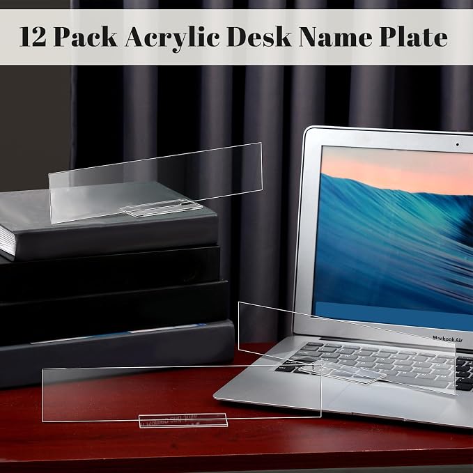 Yookeer 12 Pack Acrylic Name Plate Personalized Desk Name Plaque Sign Clear - Image 4