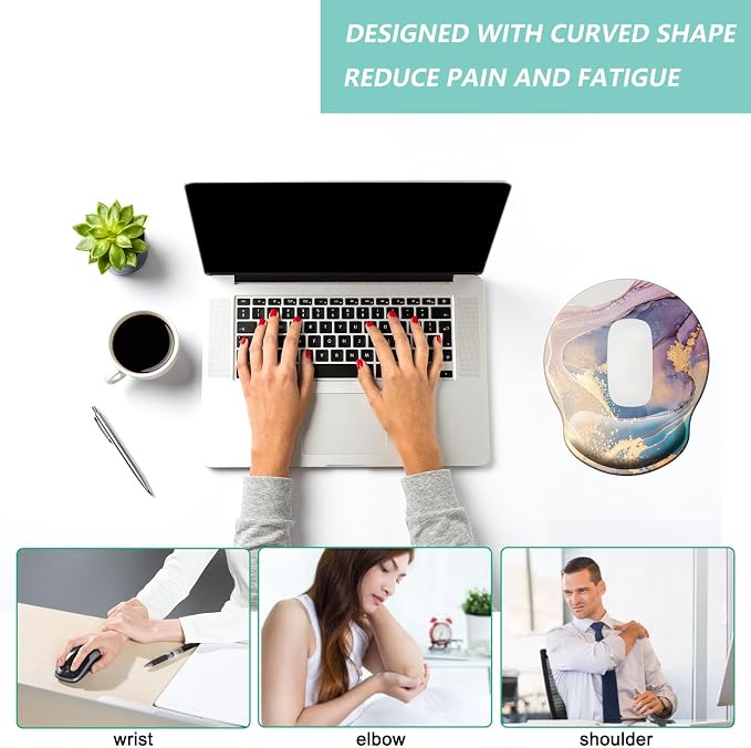 Mouse Pad with Wrist Support, Ergonomic Mouse Pad with Memory Foam Wrist Rest - Image 5